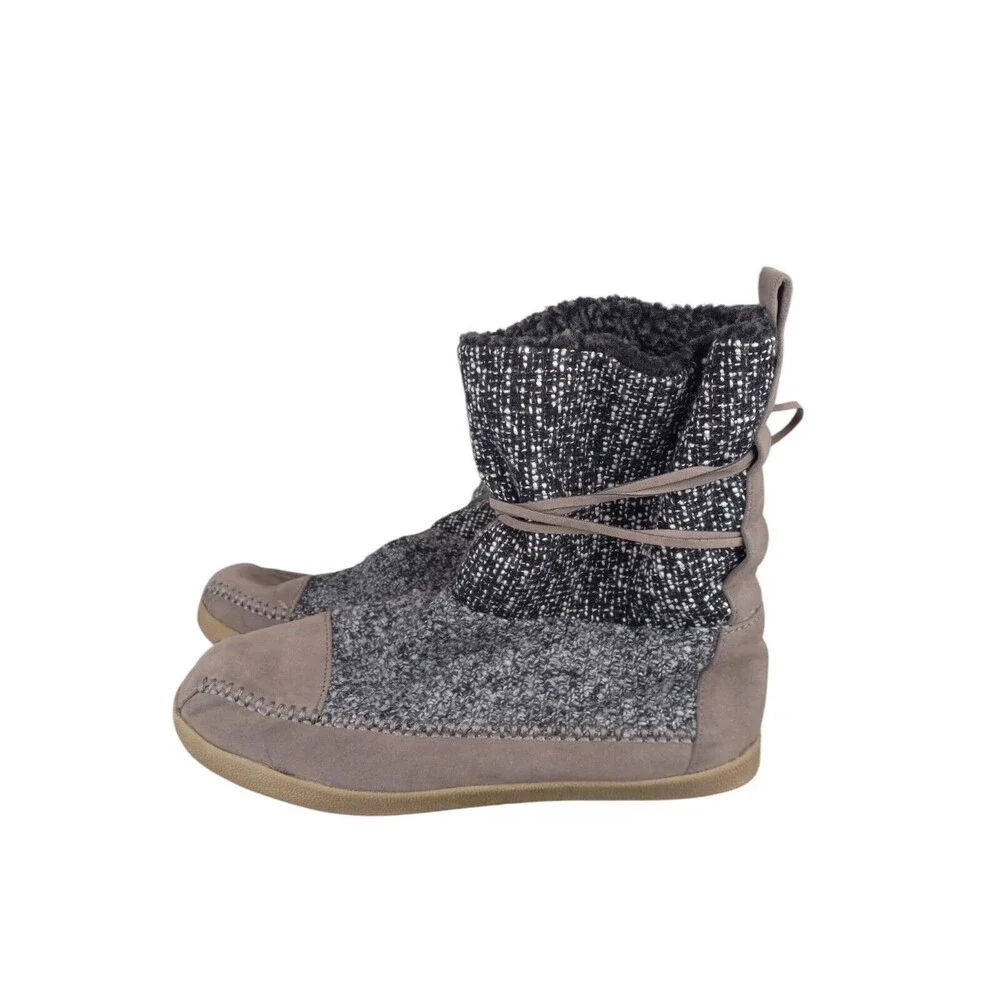 Madden Girl Jackmen Black/White Tweed‎ Boots Lace Tie Booties Size 9 Beige